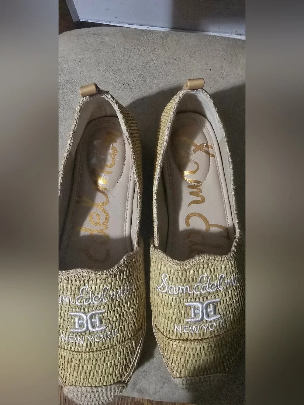 Sam Edelman Beige Woven Espadrille Slip-Ons